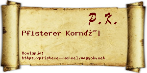Pfisterer Kornél névjegykártya